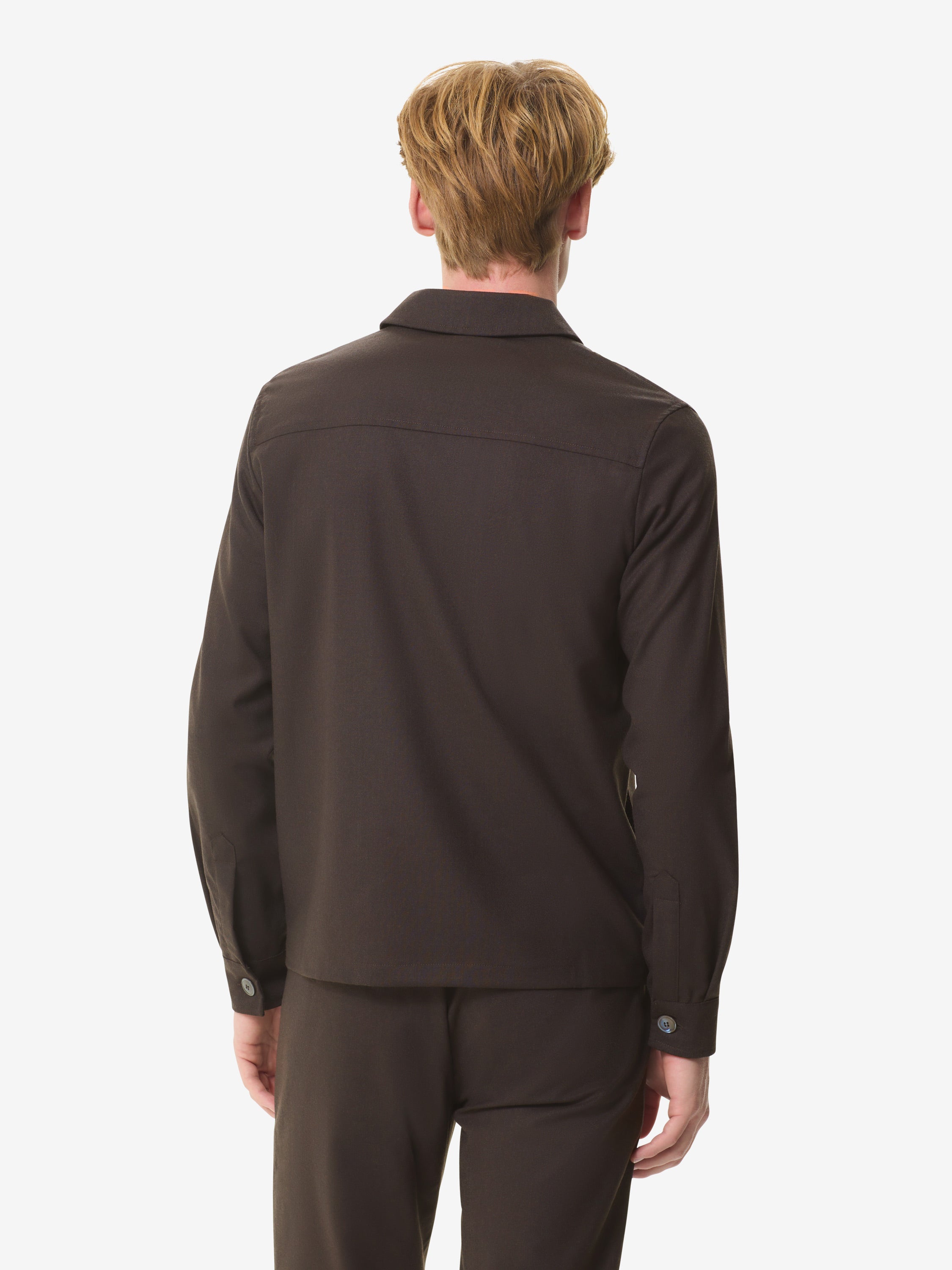 Flannel Stretch Overshirt | Dark Brown