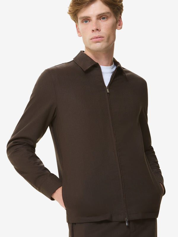 Flannel Stretch Overshirt | Dark Brown