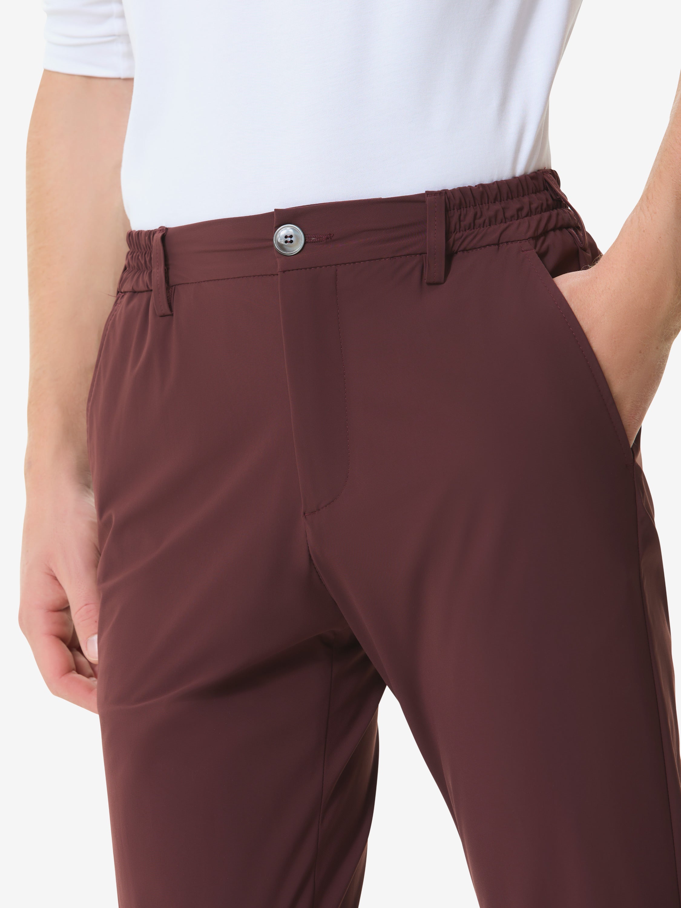 Warm Tech Stretch Tapered Trousers | Dark Sienna