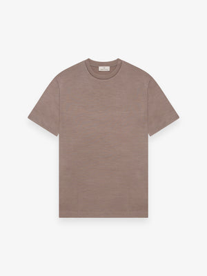 T-shirt col rond en laine mérinos | Taupe