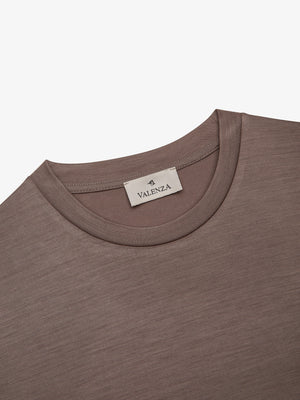 T-shirt col rond en laine mérinos | Taupe