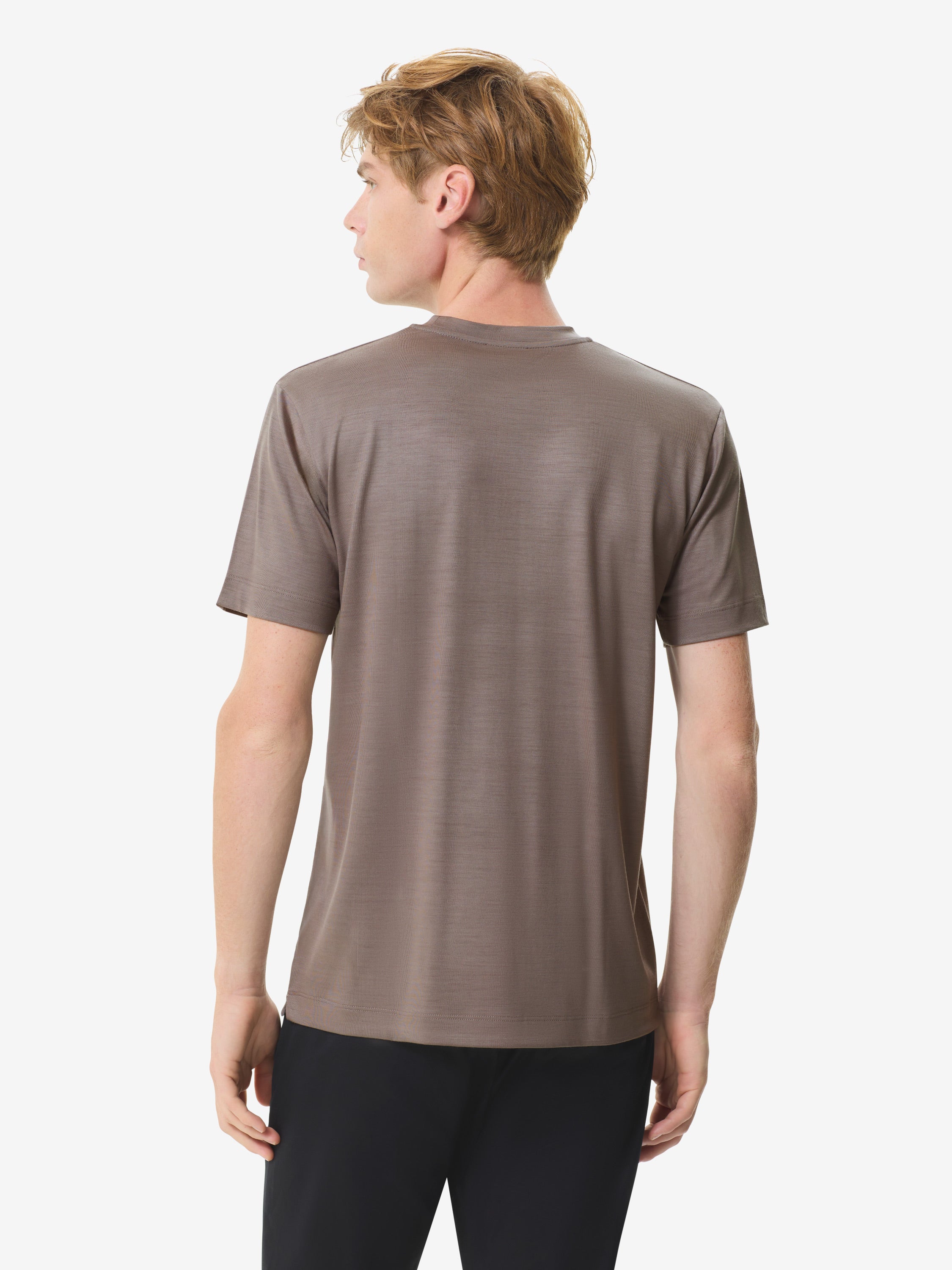 Maglietta girocollo in lana merino | Taupe