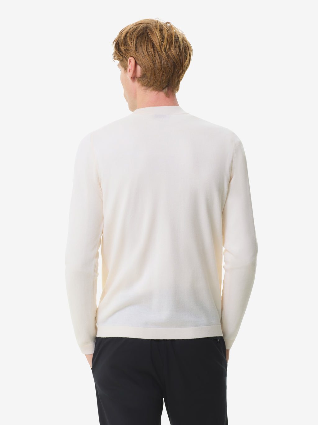 Pull col rond en laine mérinos extrafine Cashwool | Blanc cassé