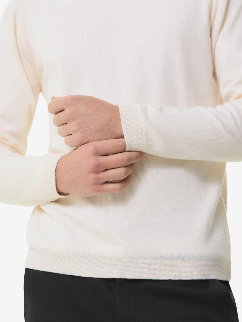 Pull col rond en laine mérinos extrafine Cashwool | Blanc cassé
