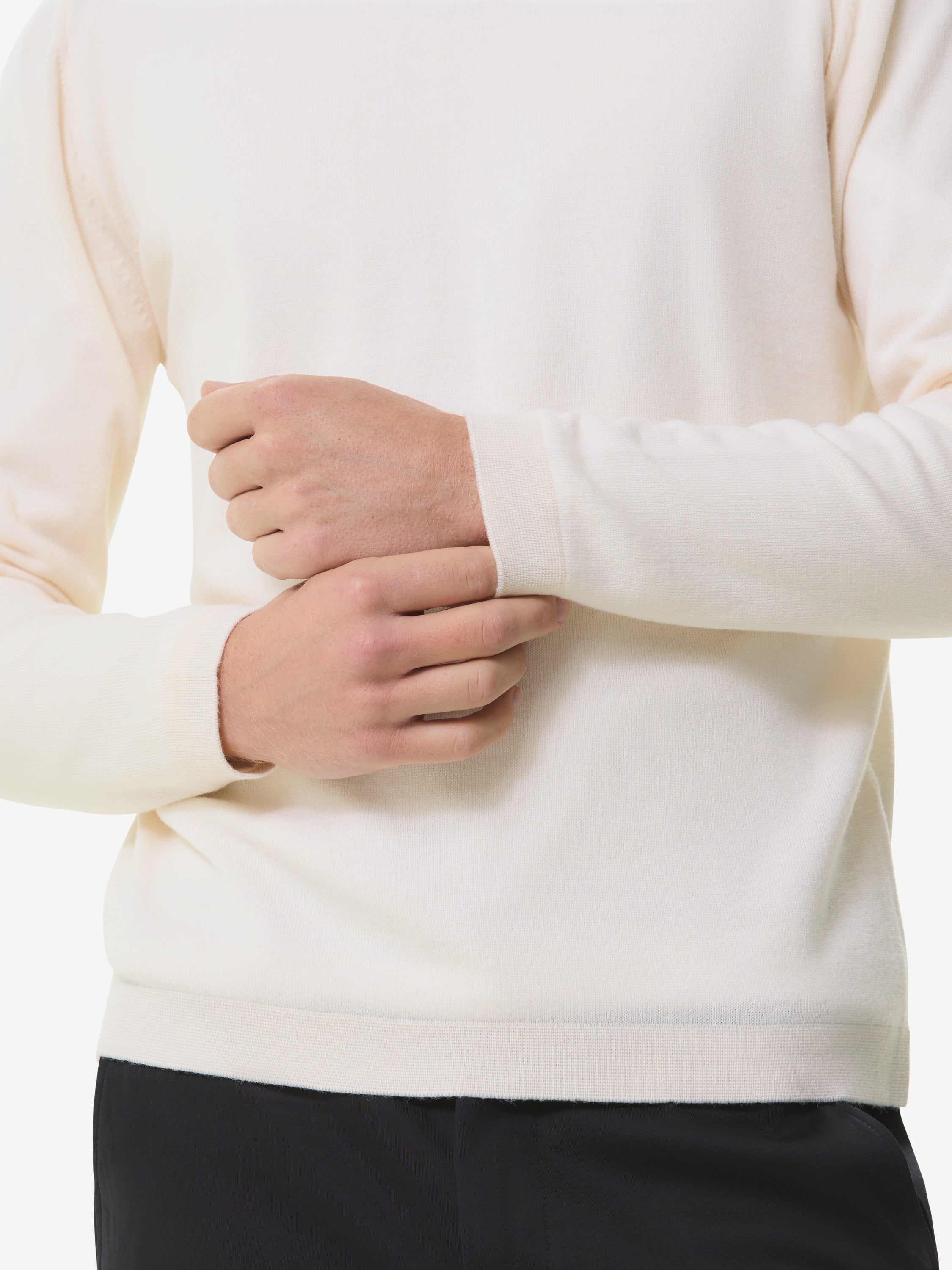 Pull col rond en laine mérinos extrafine Cashwool | Blanc cassé