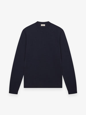 Ronde hals in extrafijne merinowol | Donkerblauw