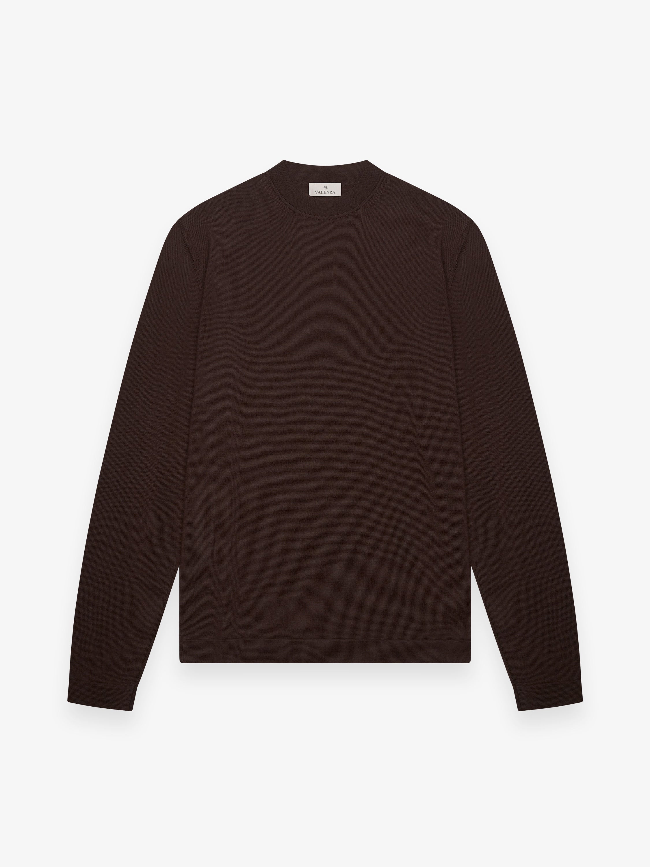 Cashwool Extrafine Merino Crew Neck | Dark Brown