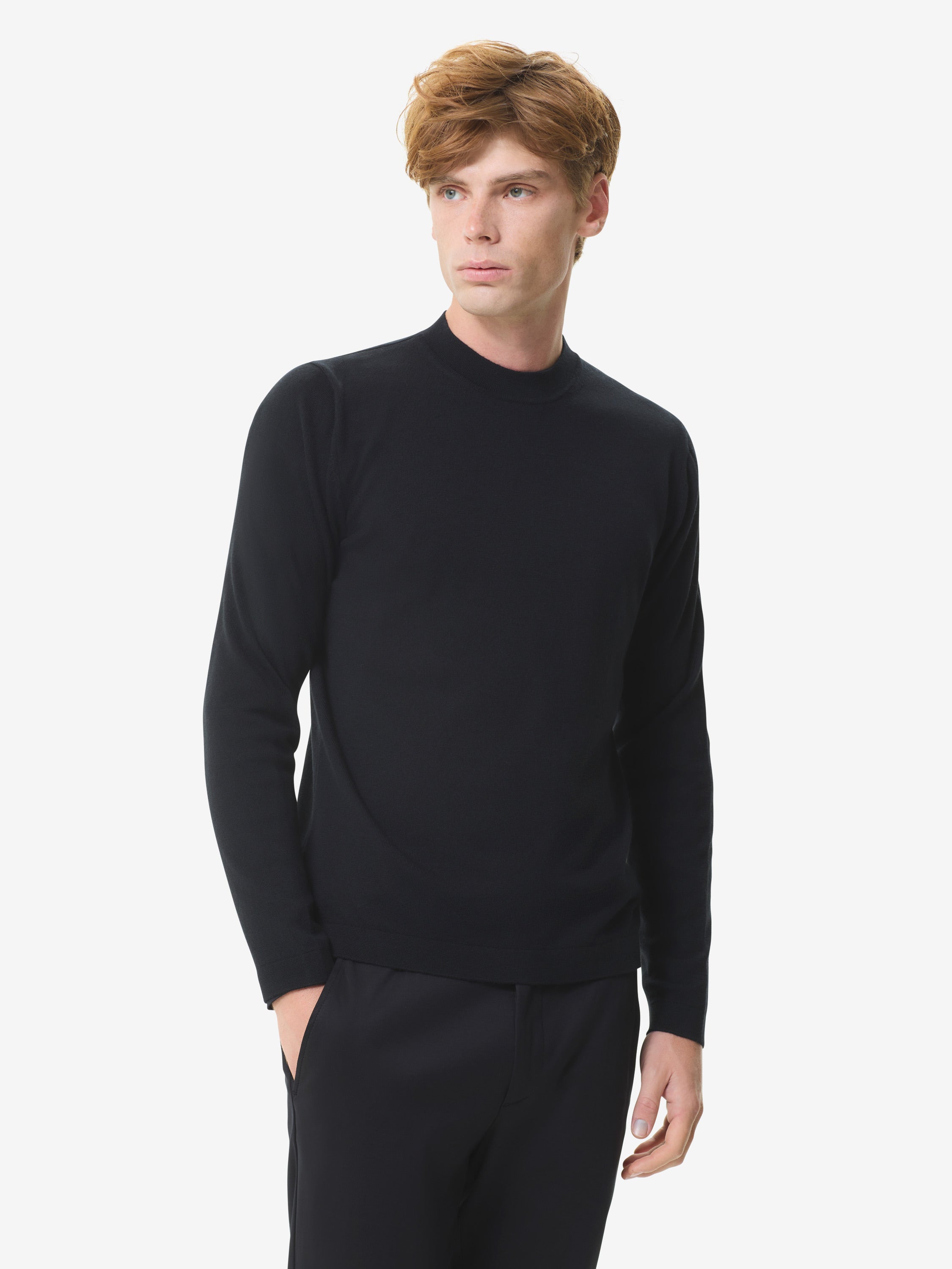 Cashwool Extrafine Merino Crew Neck | Black