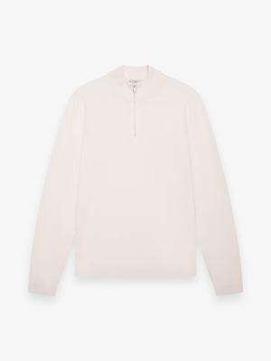 Cashwool Extrafine Merino Kwart Zip | Off White