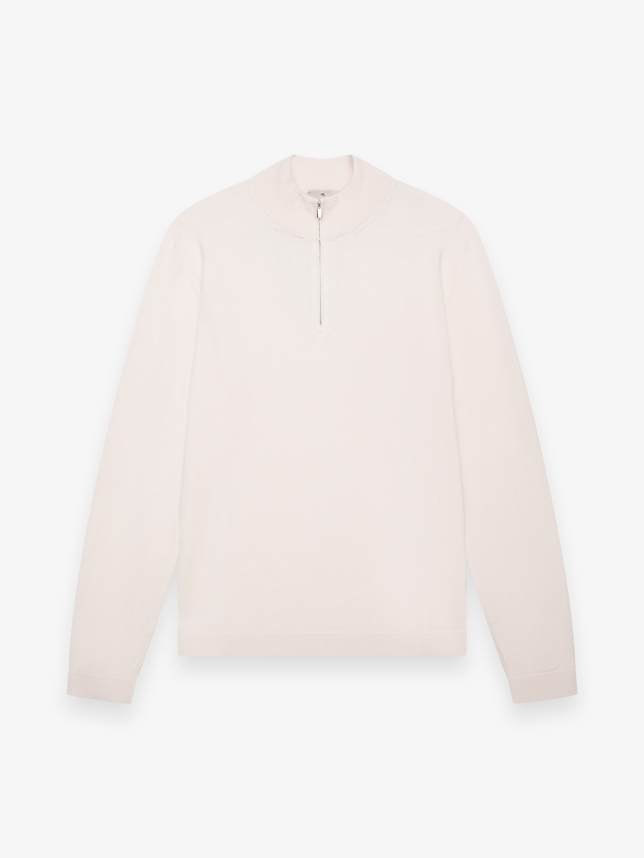 Cashwool Extrafine Merino Quarter Zip | Off White