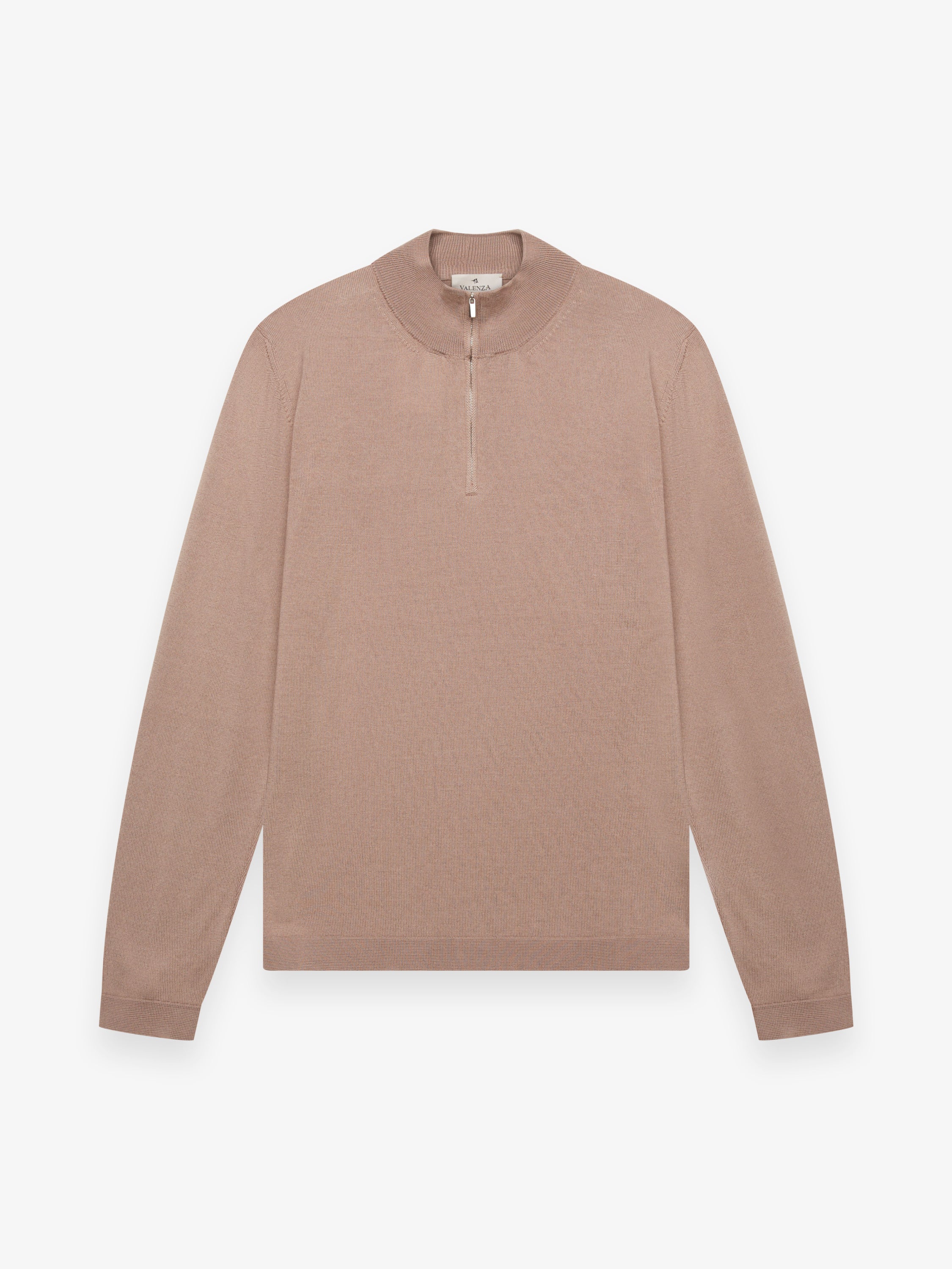 Cashwool Extrafine Merino Quarter Zip | Taupe