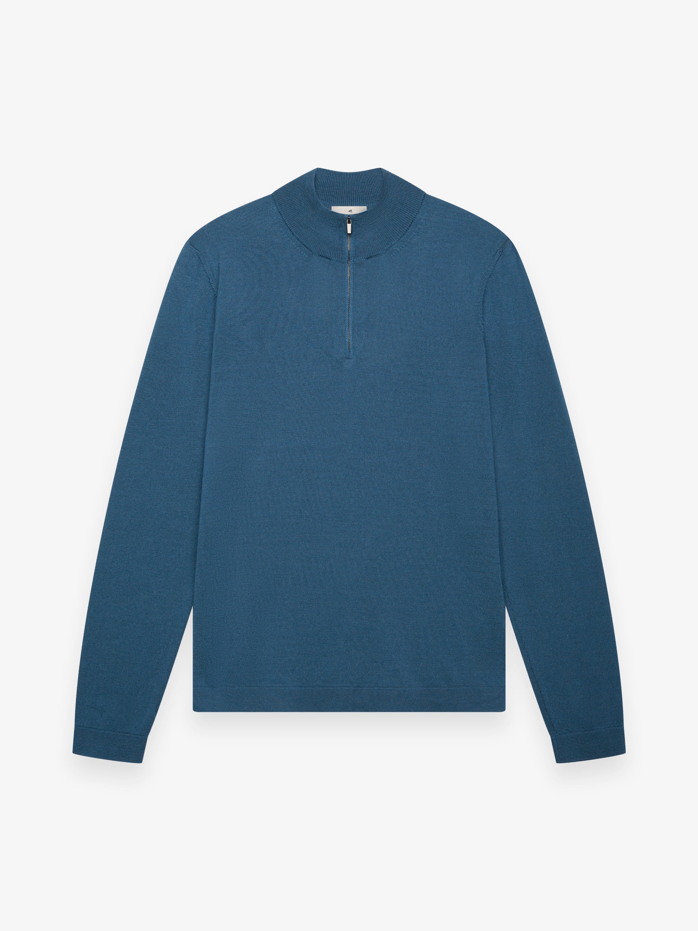 Cashwool Extrafine Merino Quarter Zip | Jeans Blue