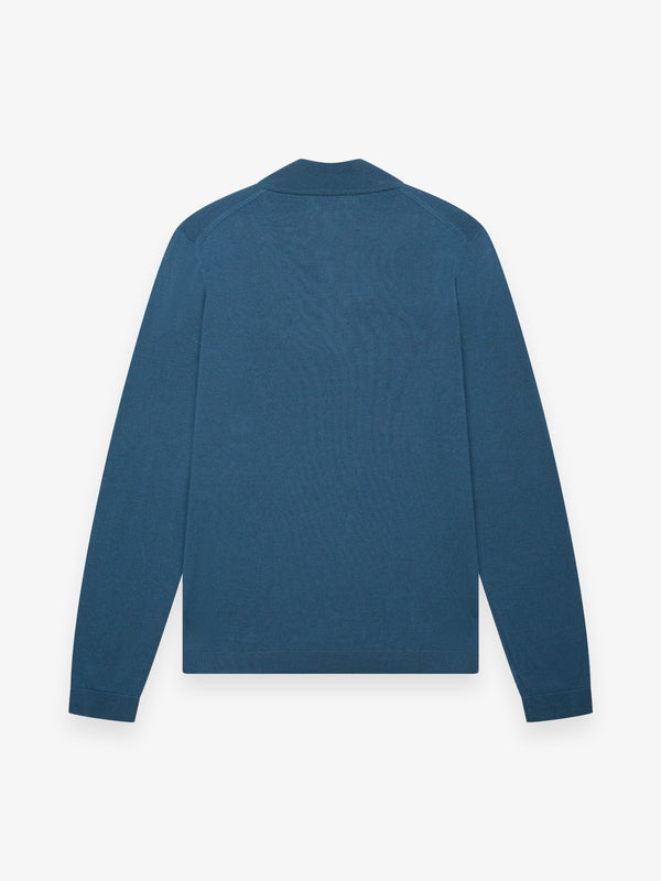 Maglia in lana Merino Extrafine con Quarter Zip | Jeans blu