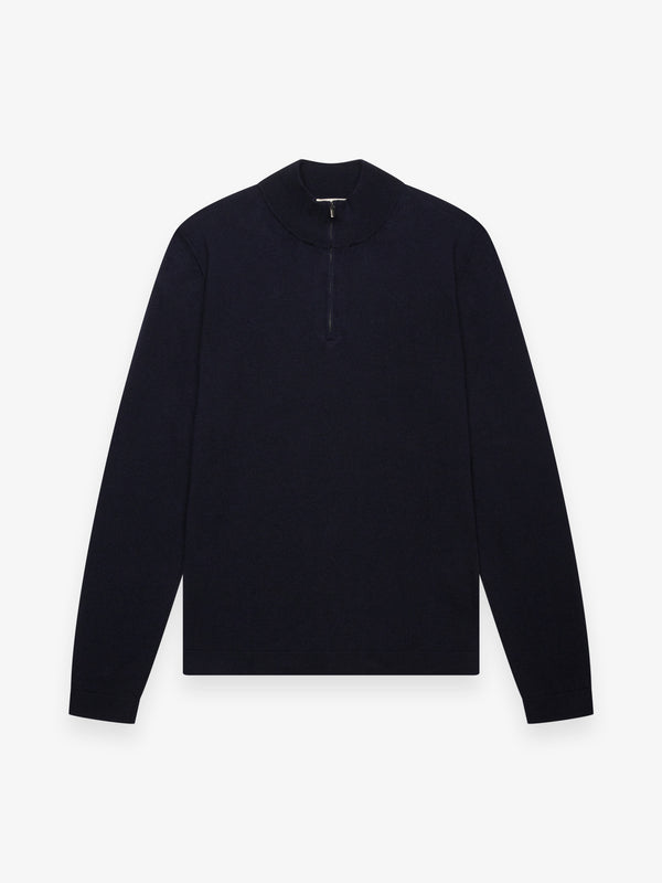 Cashwool Extrafine Merino Quarter Zip | Dark Navy