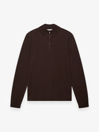 Pull Cashwool en mérinos extrafin à col zippé | Marron foncé