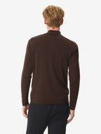 Pull Cashwool en mérinos extrafin à col zippé | Marron foncé
