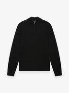Cashwool Extrafine Merino Quarter Zip | Black