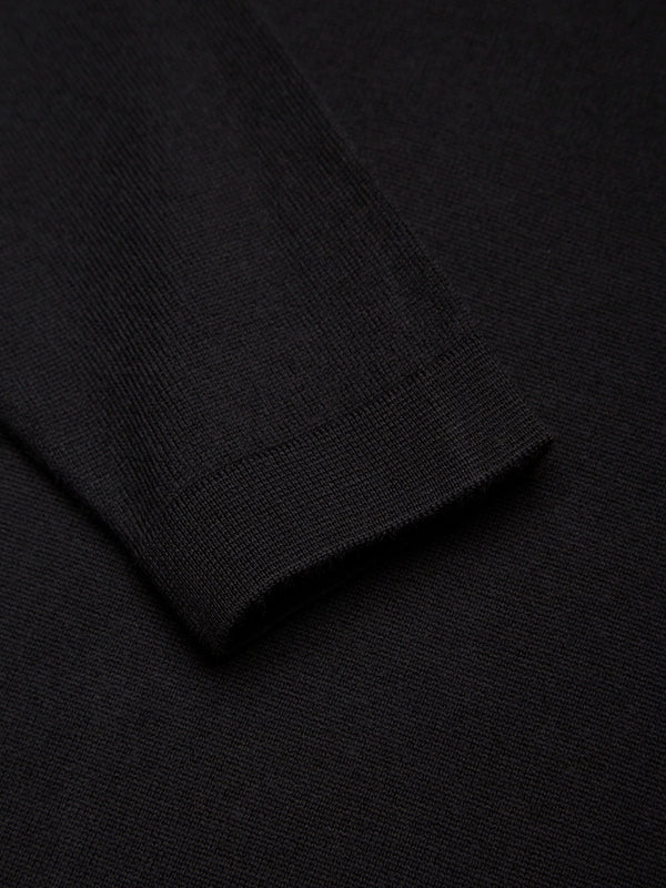 Cashwool Extrafine Merino Quarter Zip | Black