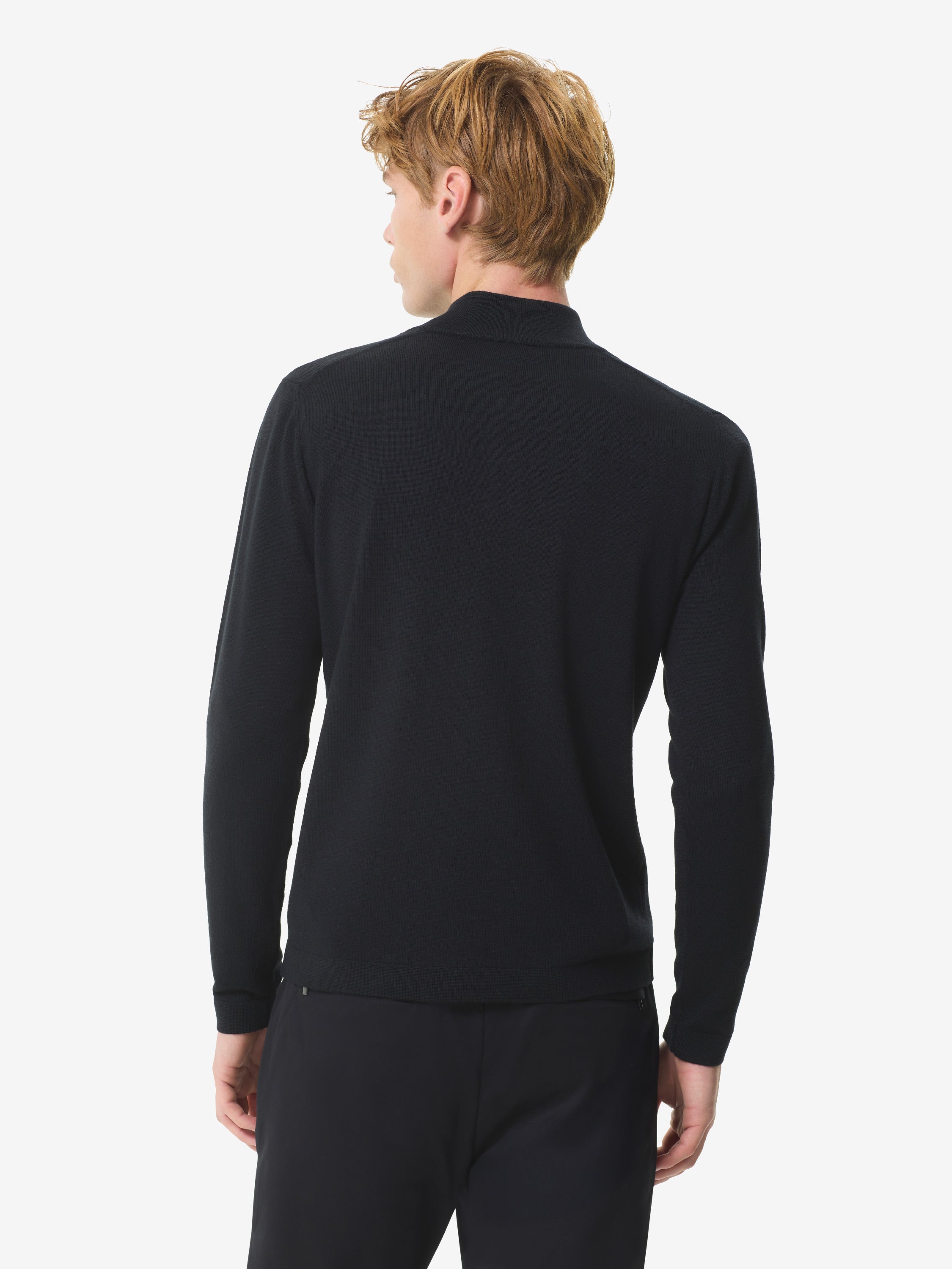 Cashwool Extrafine Merino Quarter Zip | Black