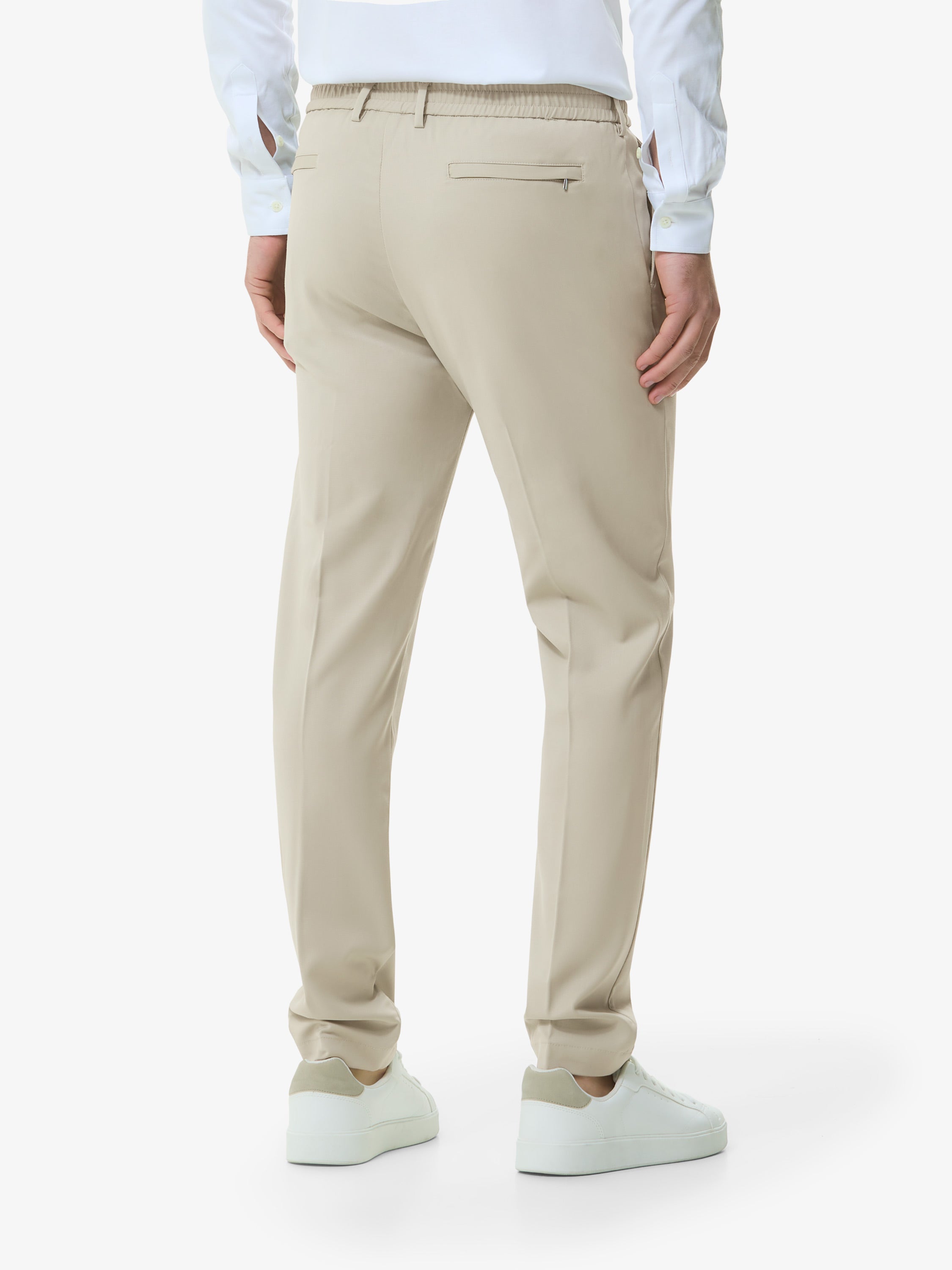 Wool Stretch Trousers | Stone