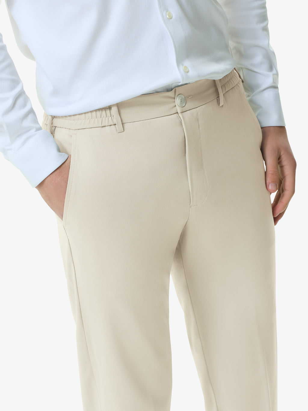 Wool Stretch Trousers | Stone