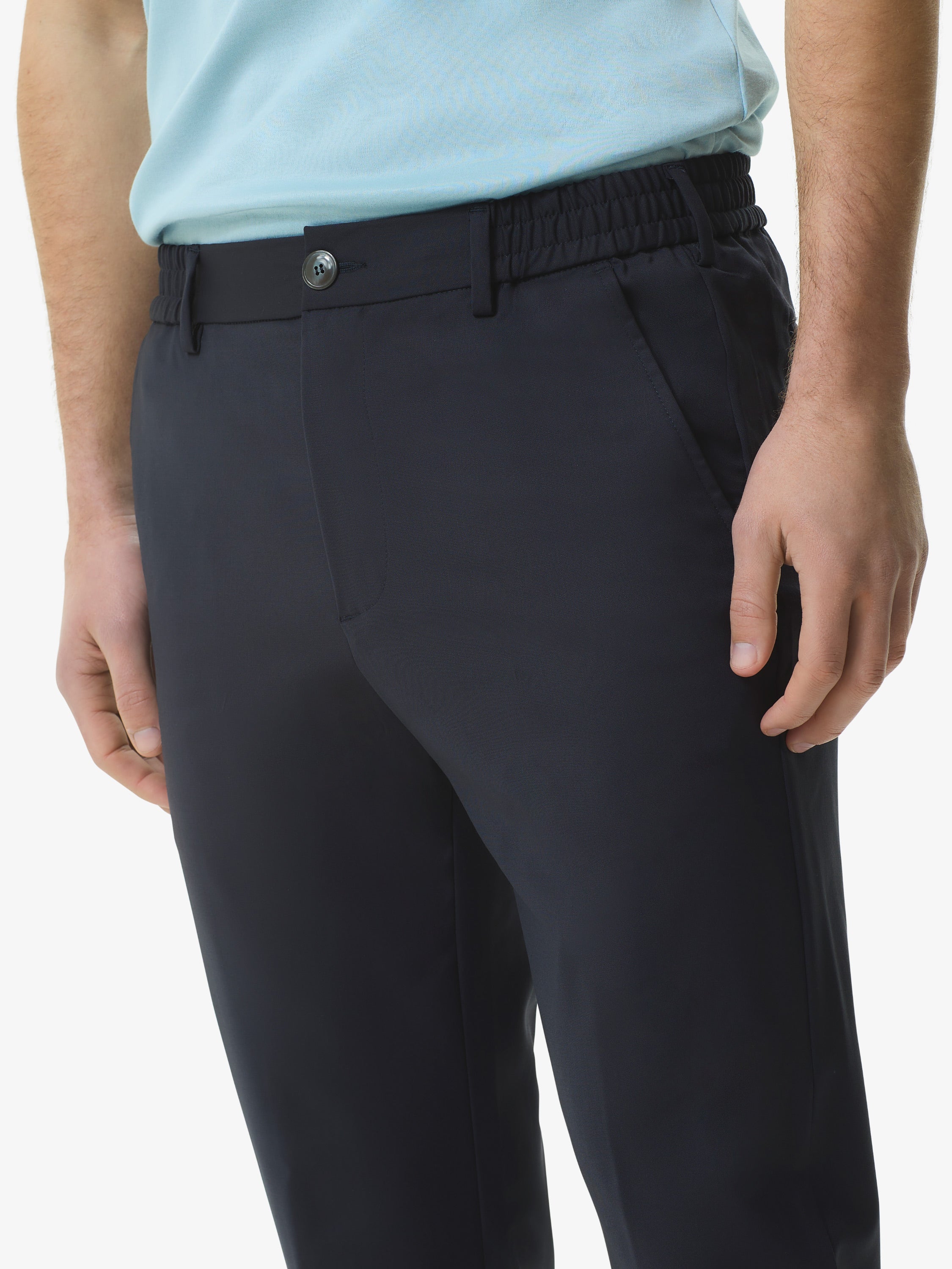 Wool Stretch Trousers | Dark Navy