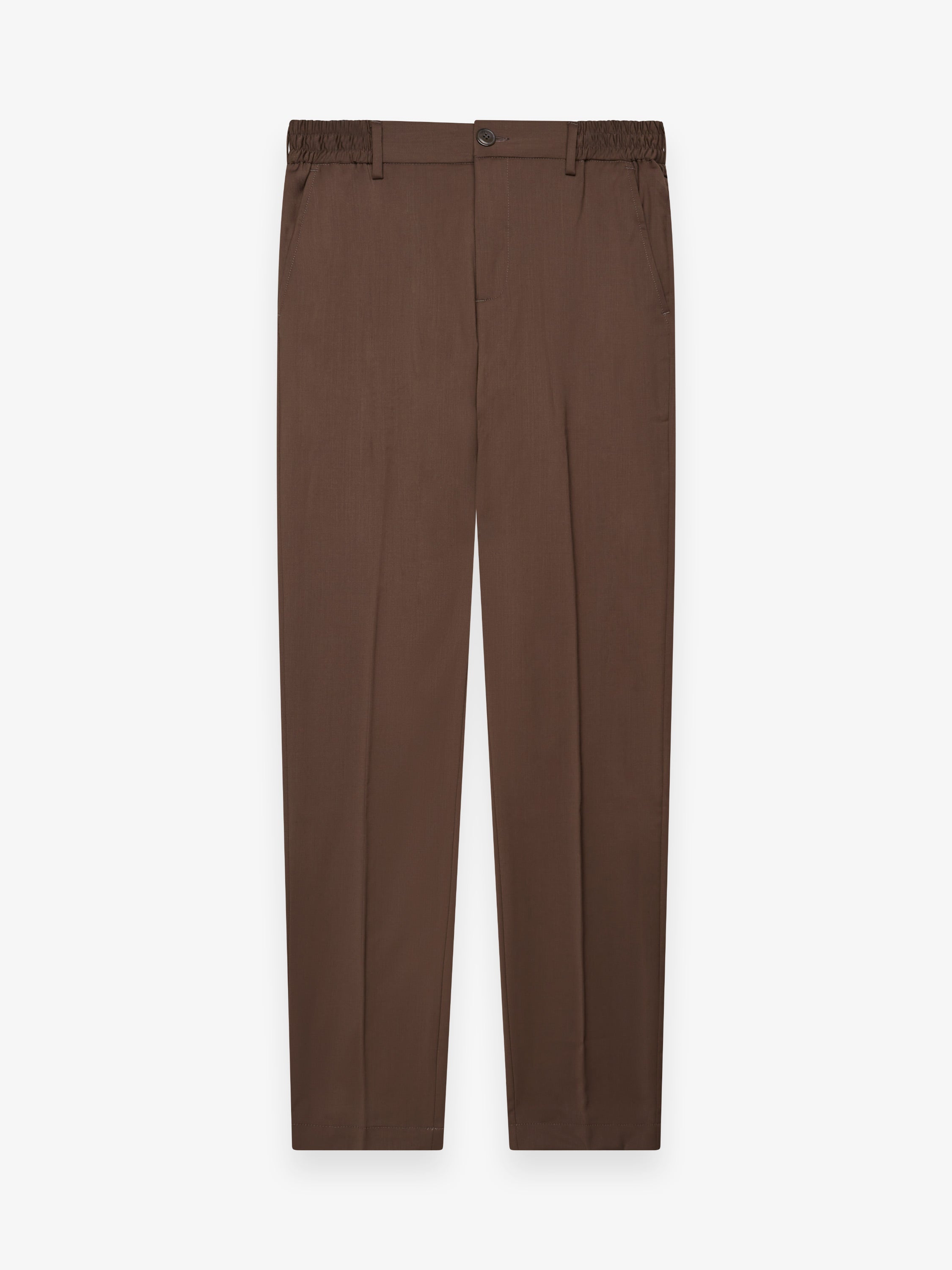 Wool Stretch Trousers | Dark Brown