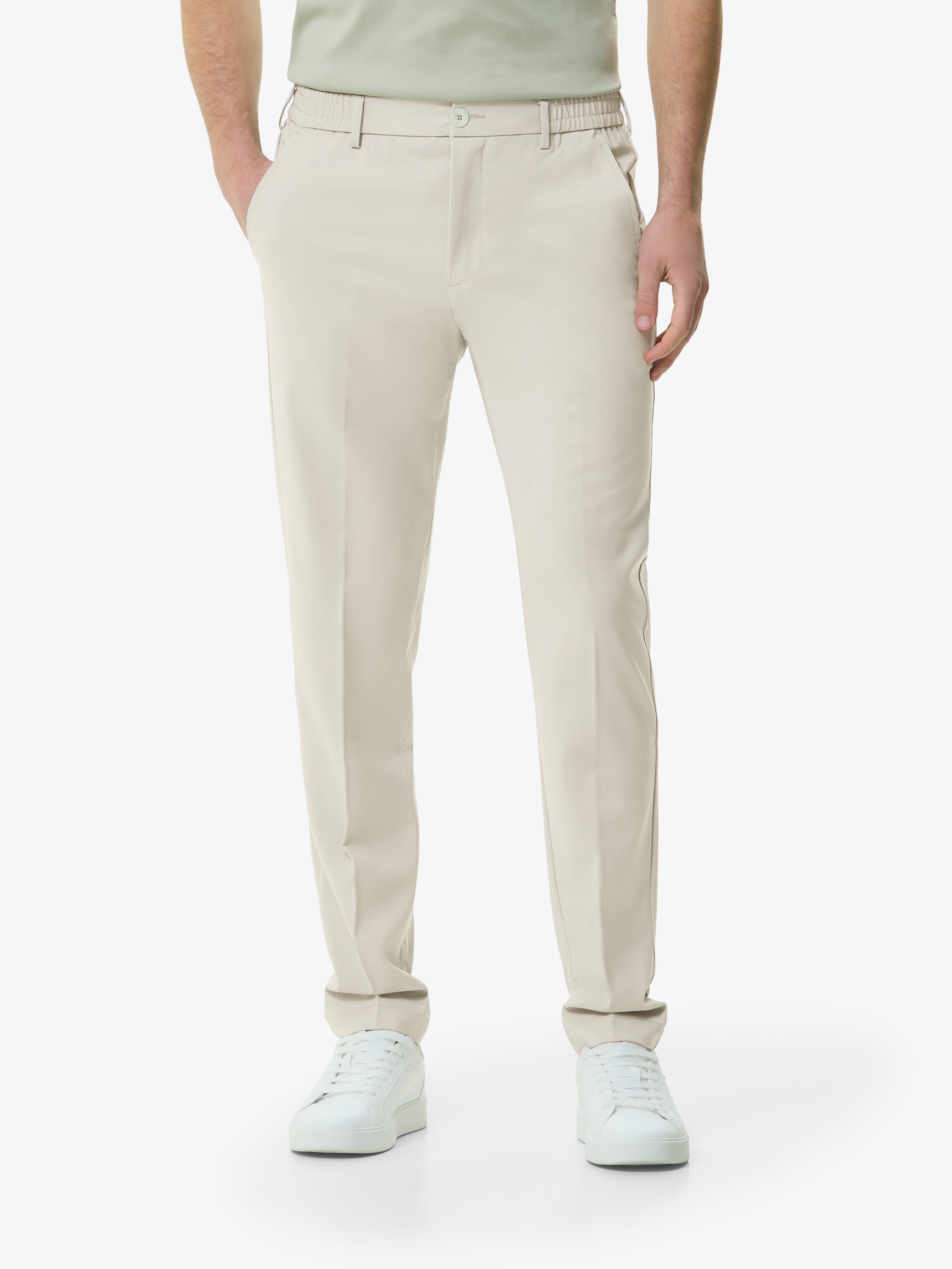 Wool Stretch Trousers | Light Beige