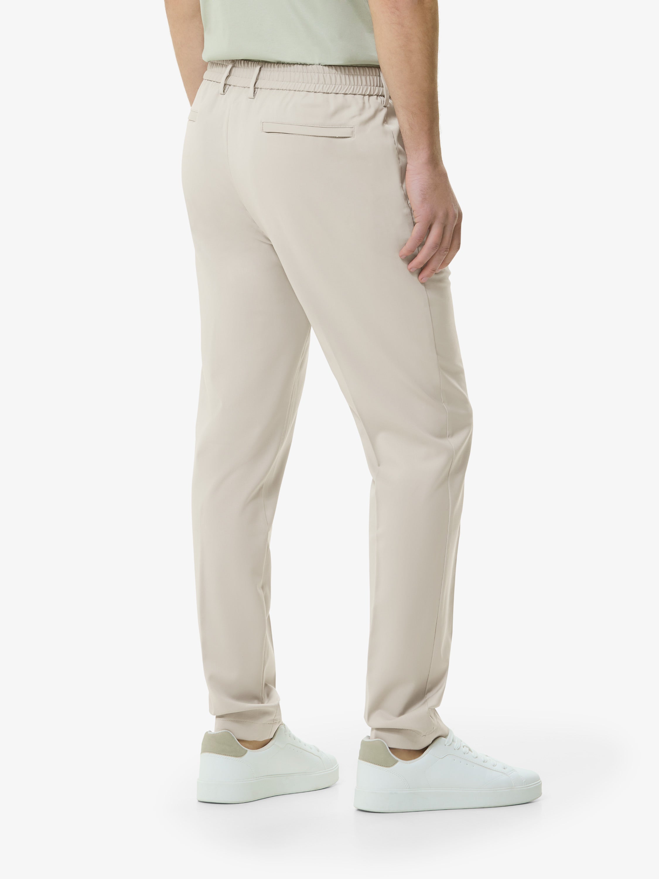 Wool Stretch Trousers | Light Beige