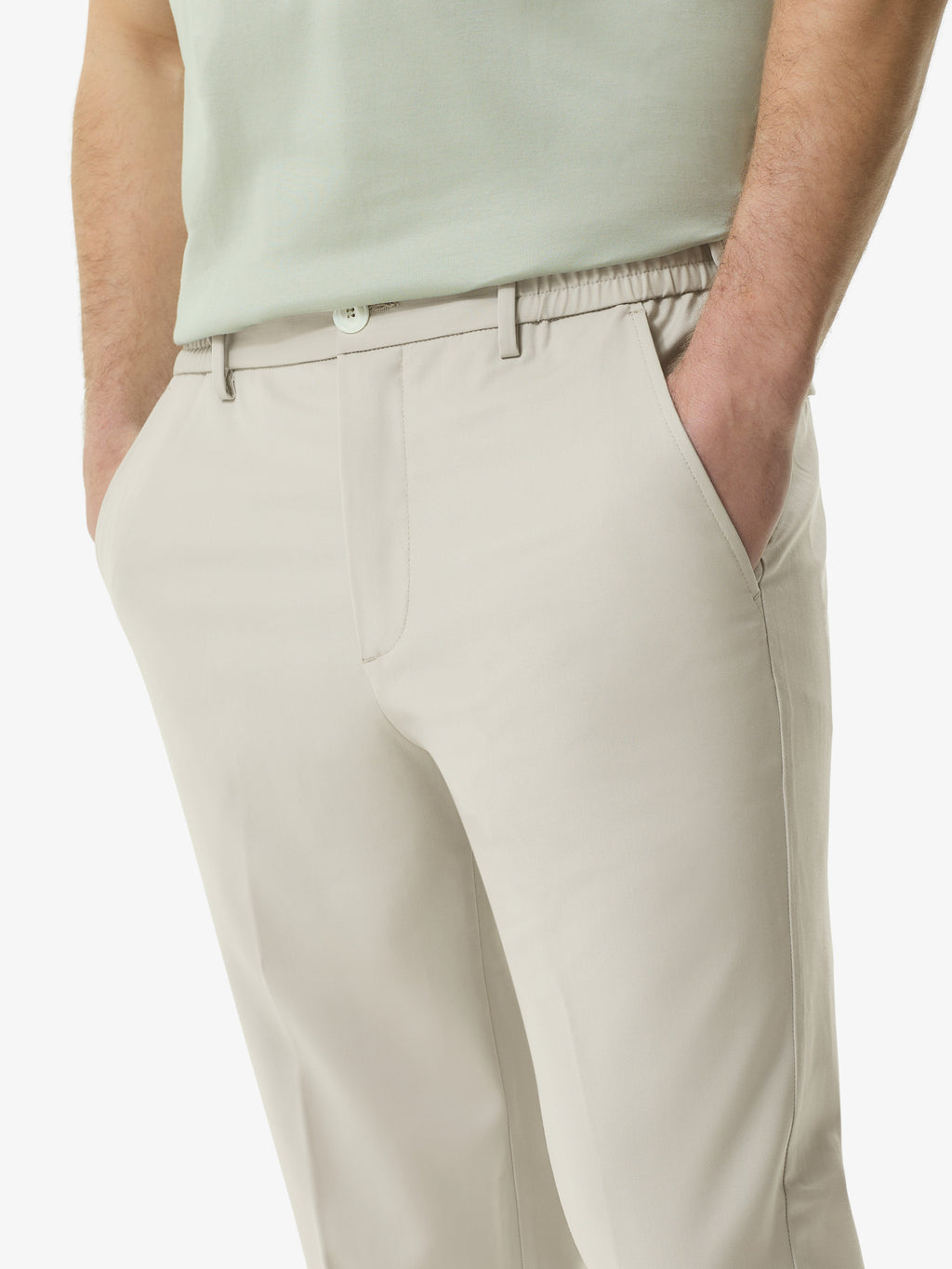 Wool Stretch Trousers | Light Beige
