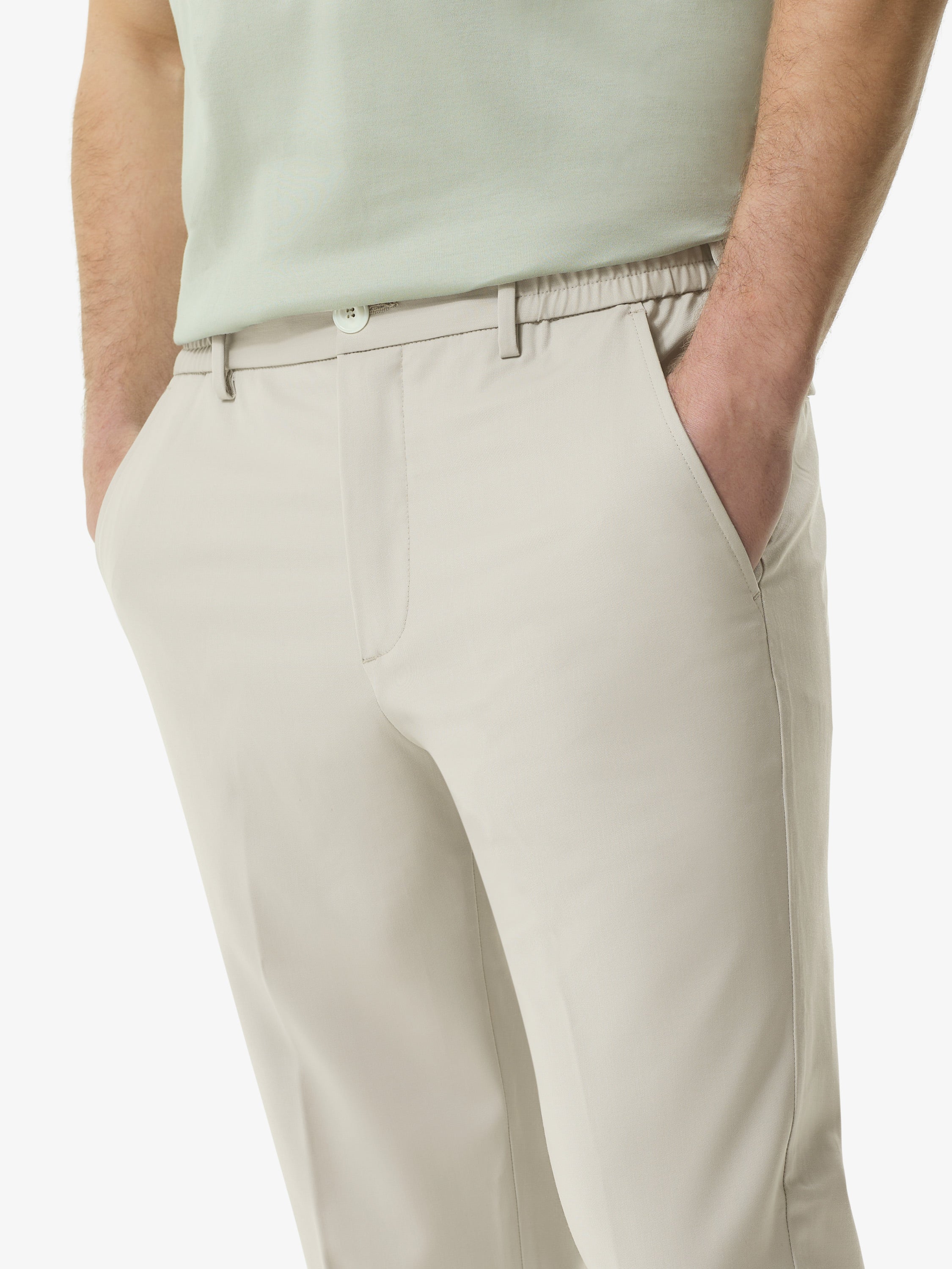 Wool Stretch Trousers | Light Beige