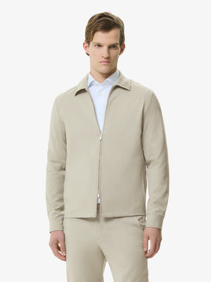 Wool Stretch Overshirt | Stone