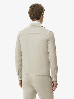 Wool Stretch Overshirt | Stone