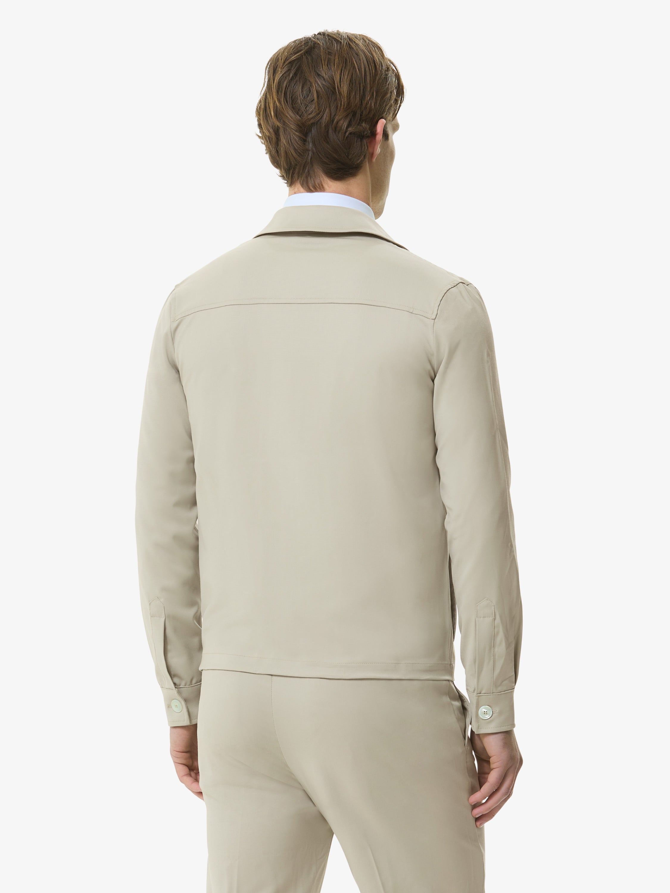 Wool Stretch Overshirt | Stone