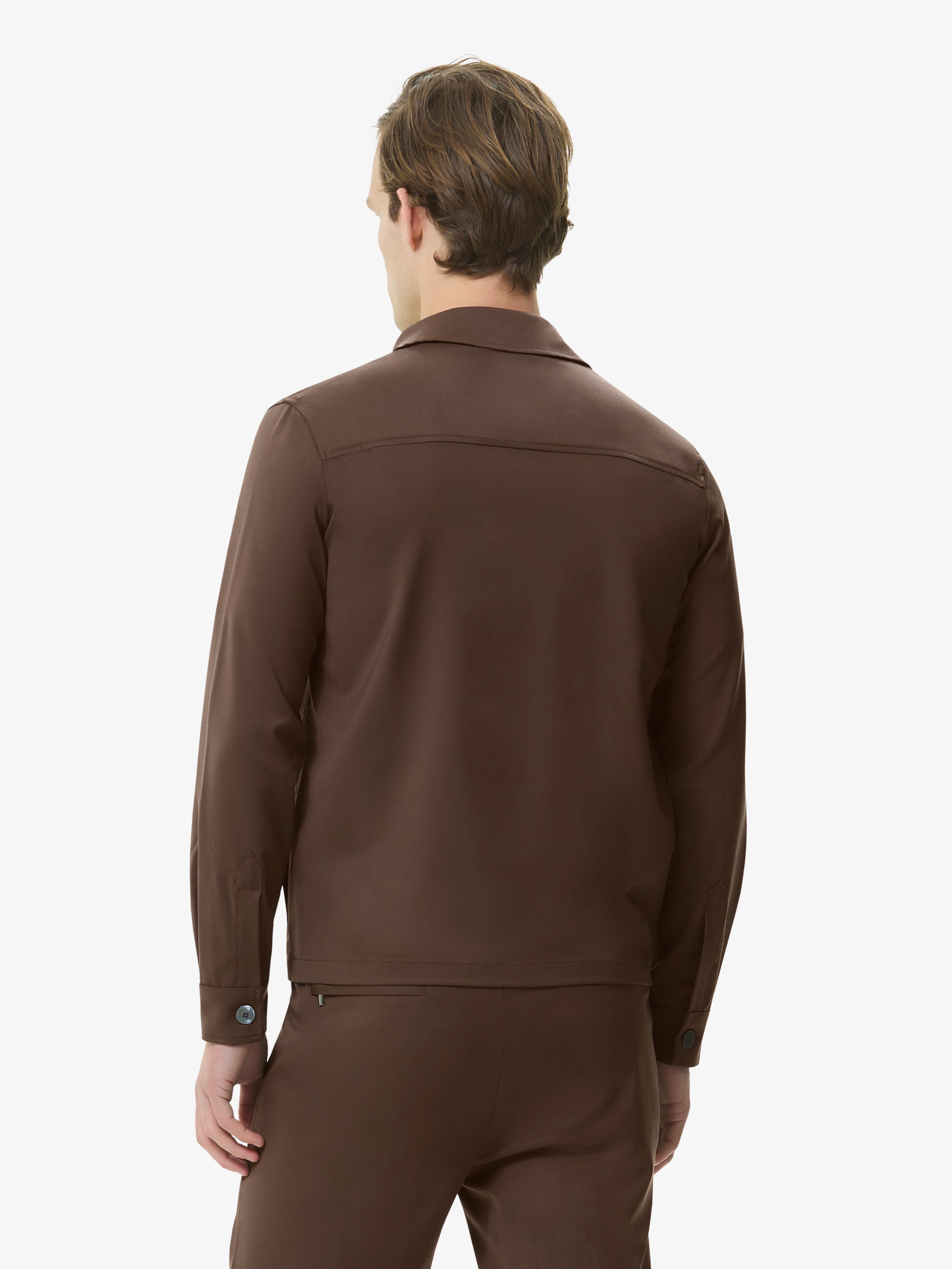 Wool Stretch Overshirt | Dark Brown