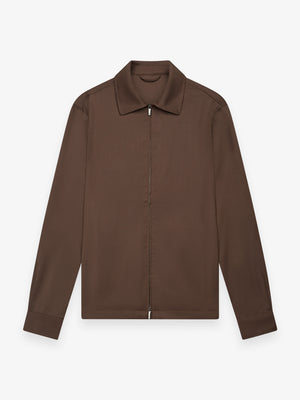 Wool Stretch Overshirt | Dark Brown