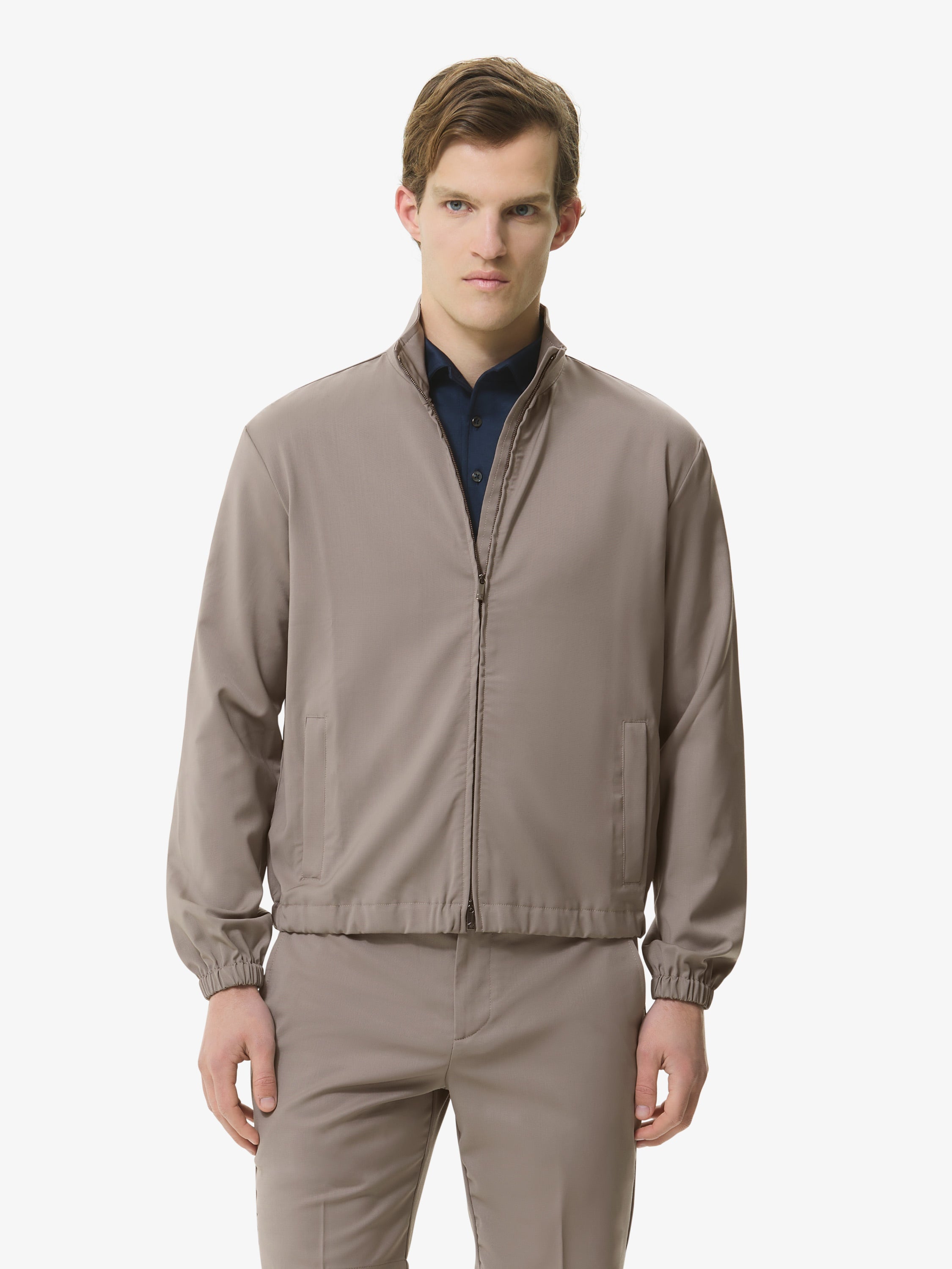 Wool Stretch Blouson | Taupe