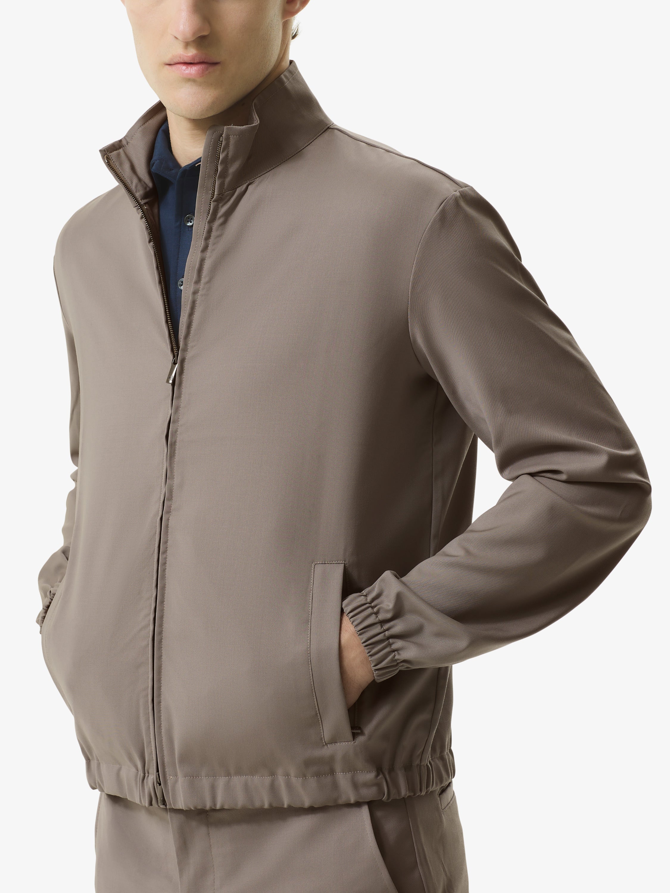 Wool Stretch Blouson | Taupe