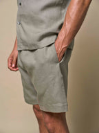Linen Stretch Sport Shorts | Sage Green