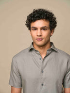 Linen Stretch Shirt S/S | Sage Green