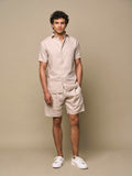 Linen Stretch Sport Shorts | Light Beige