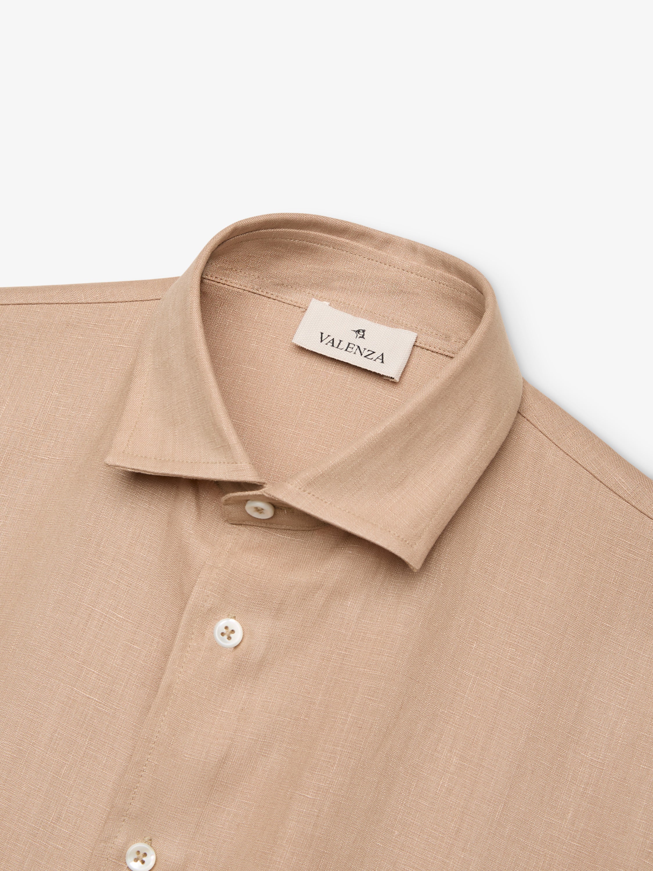 Linnen Stretch Shirt Korte Mouwen | Hazelnoot