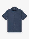 Linen Stretch Shirt S/S | Navy