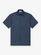 Linen Stretch Shirt S/S | Navy