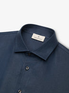 Linen Stretch Shirt S/S | Navy