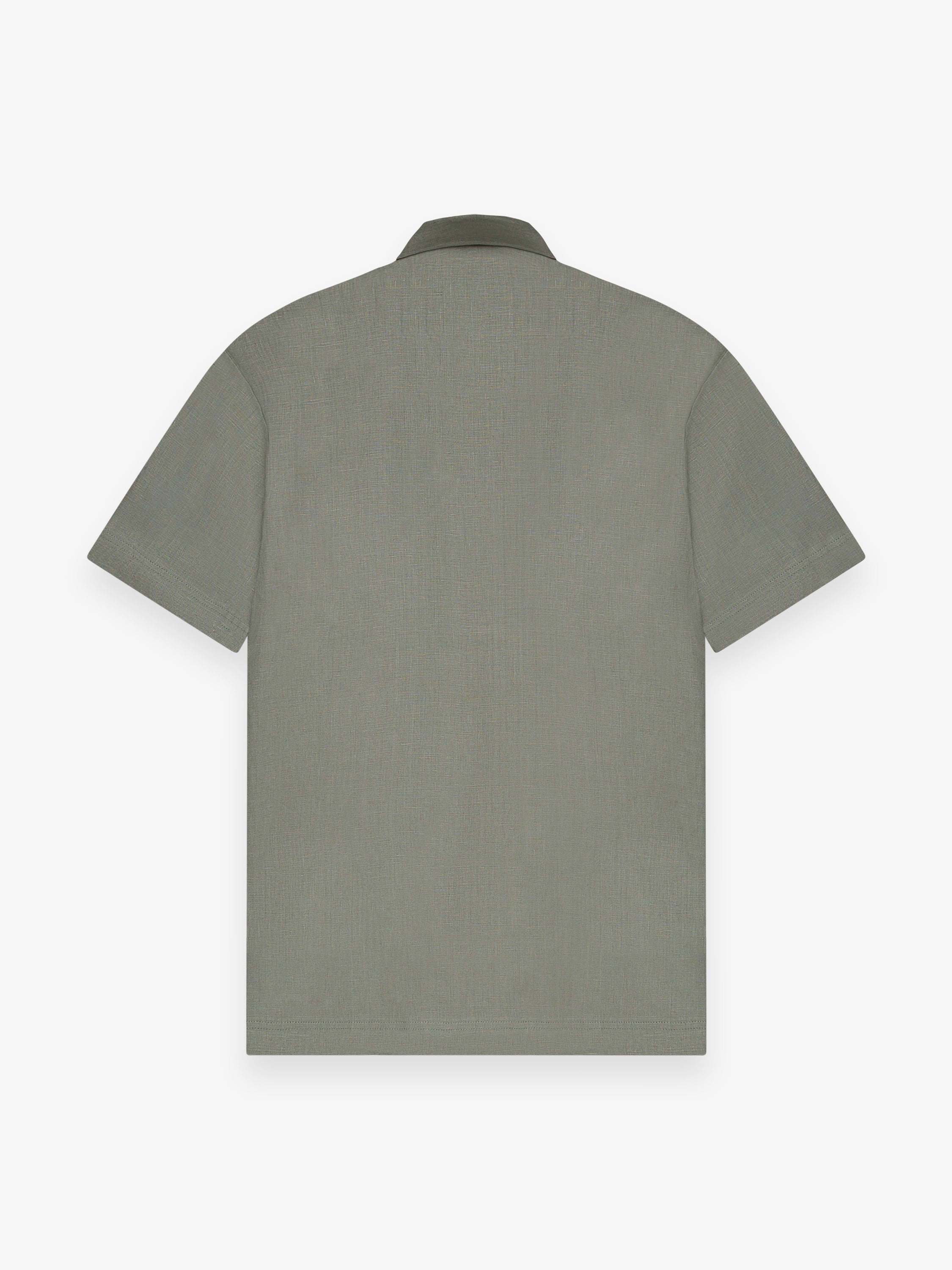 Linnen Stretch Shirt Korte Mouwen | Saliegroen