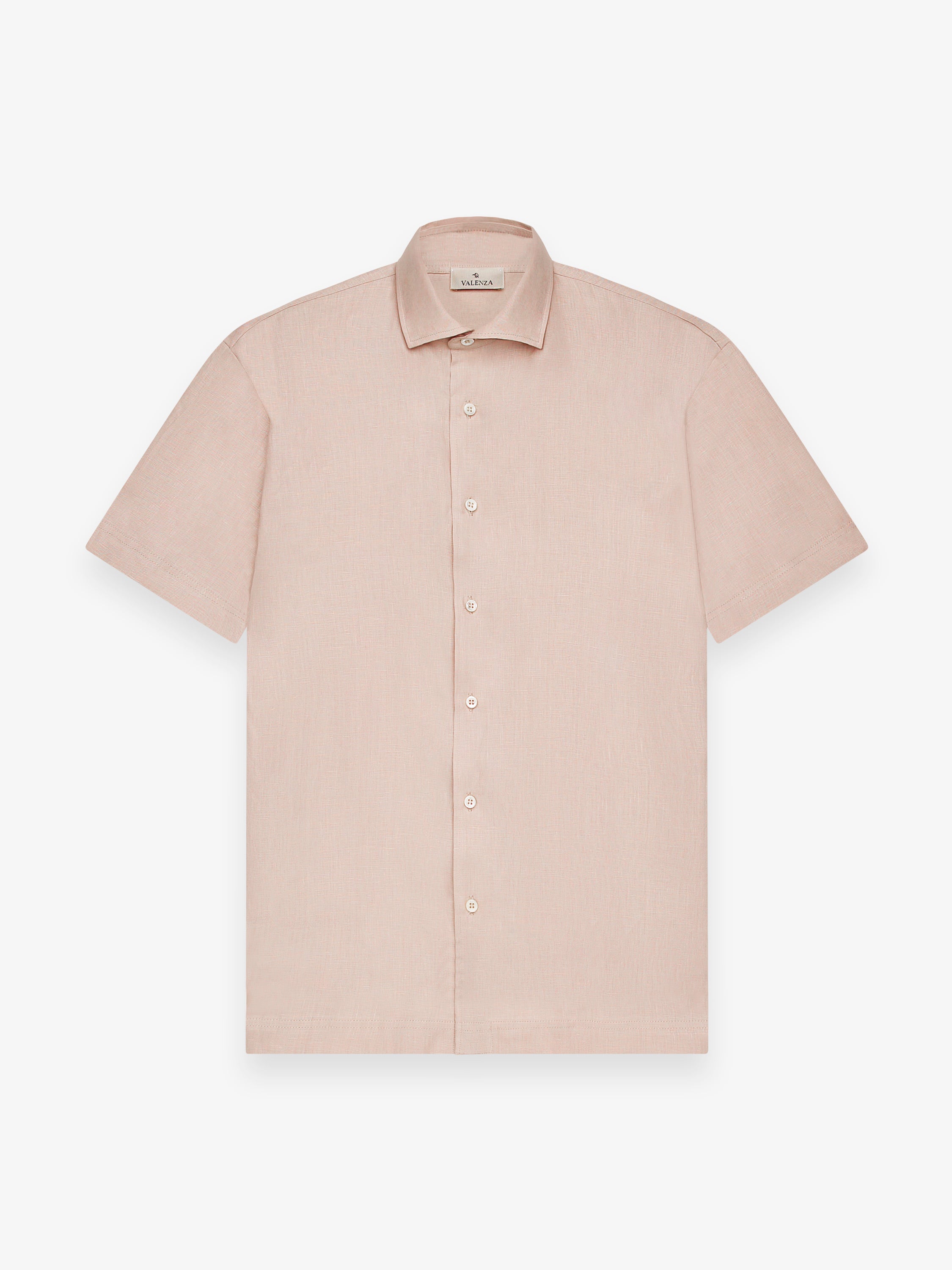 Linnen Stretch Shirt Korte Mouwen | Lichtbeige