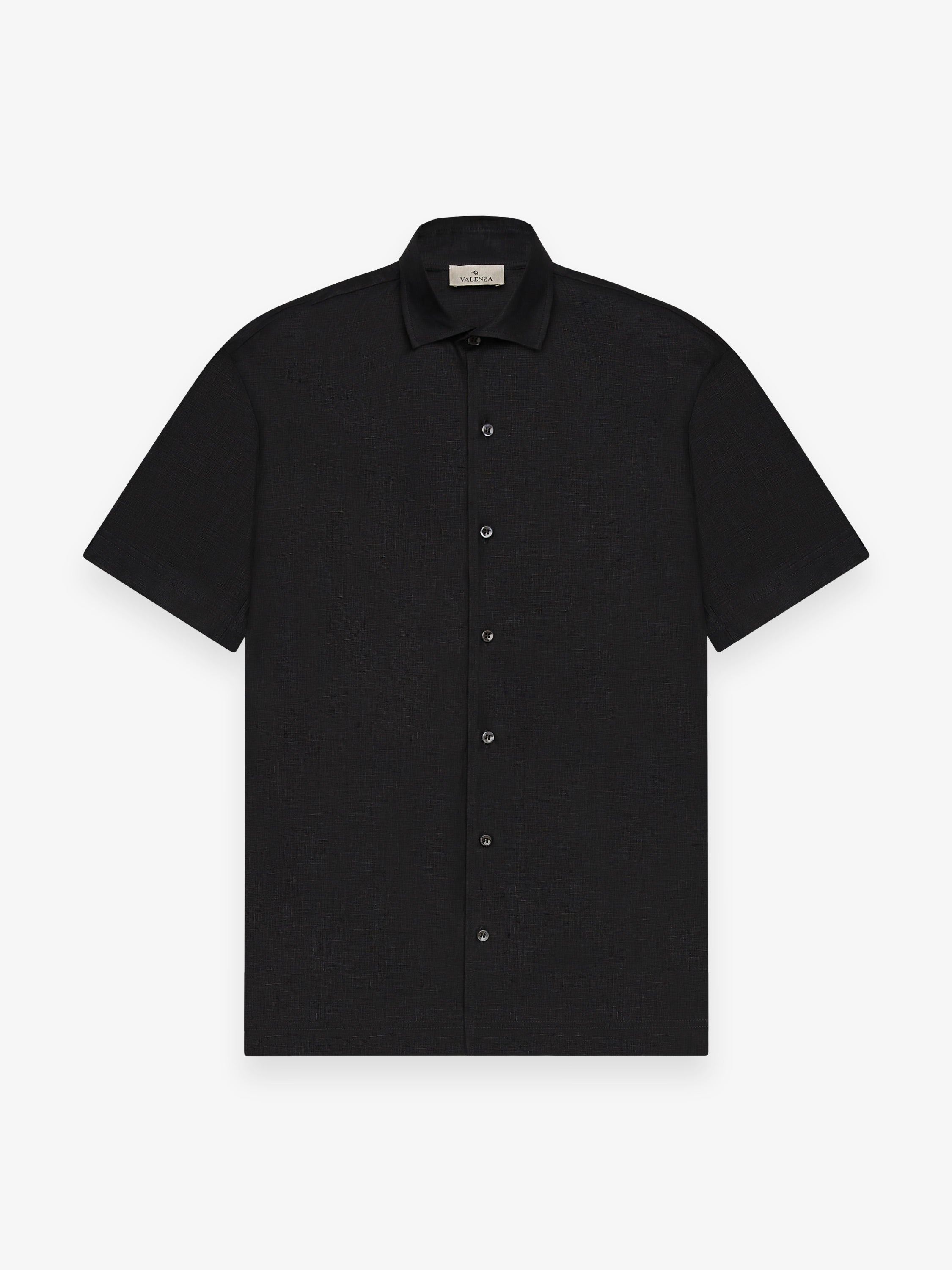 Linen Stretch Shirt S/S | Black
