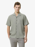 Linen Stretch Bowling Shirt S/S | Sage Green