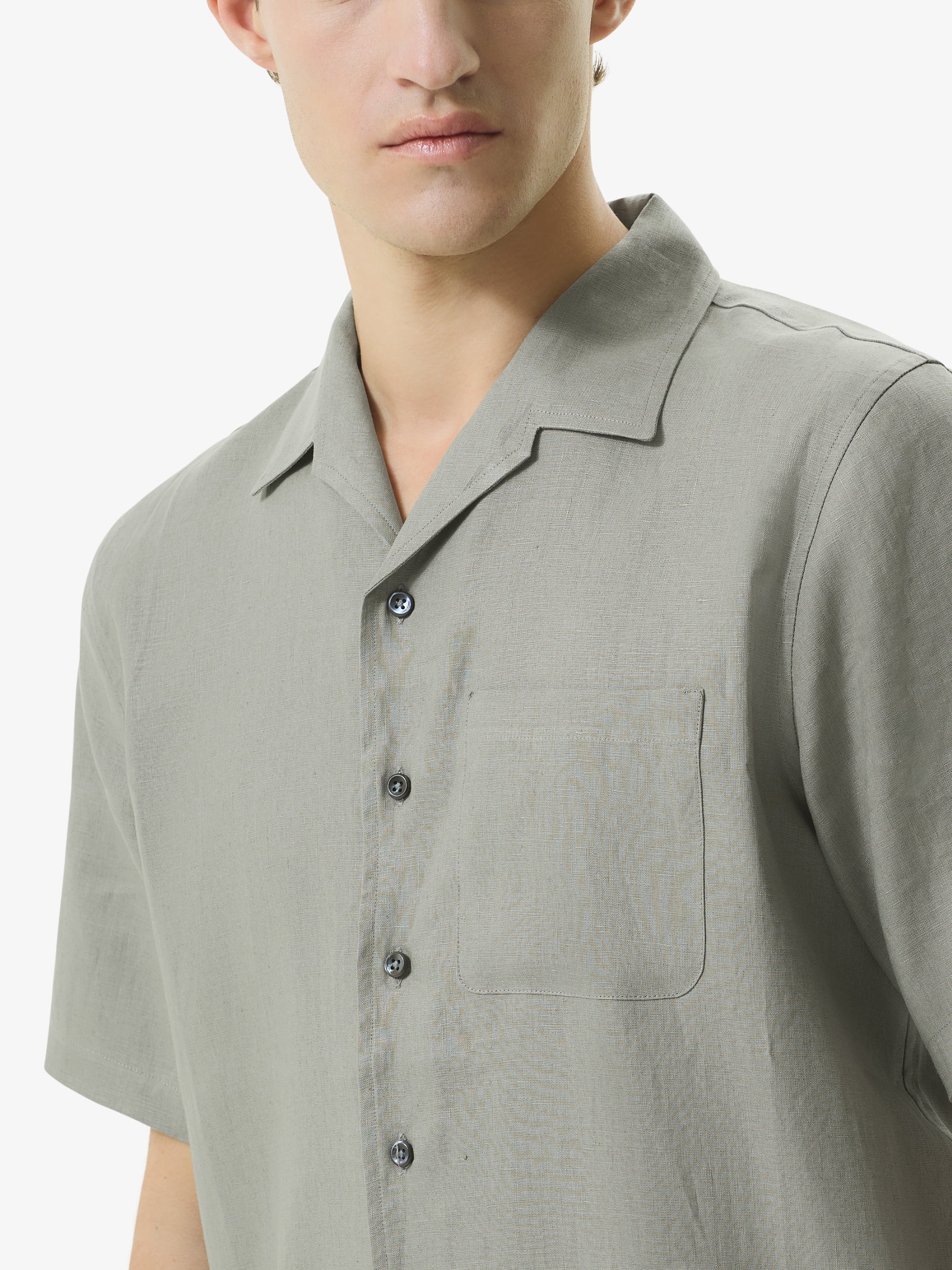Linen Stretch Bowling Shirt S/S